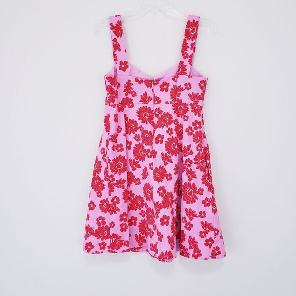 Draper James Henrietta Mini Dress Pink Dress with Red Floral Pattern Size 10 - Picture 6 of 10